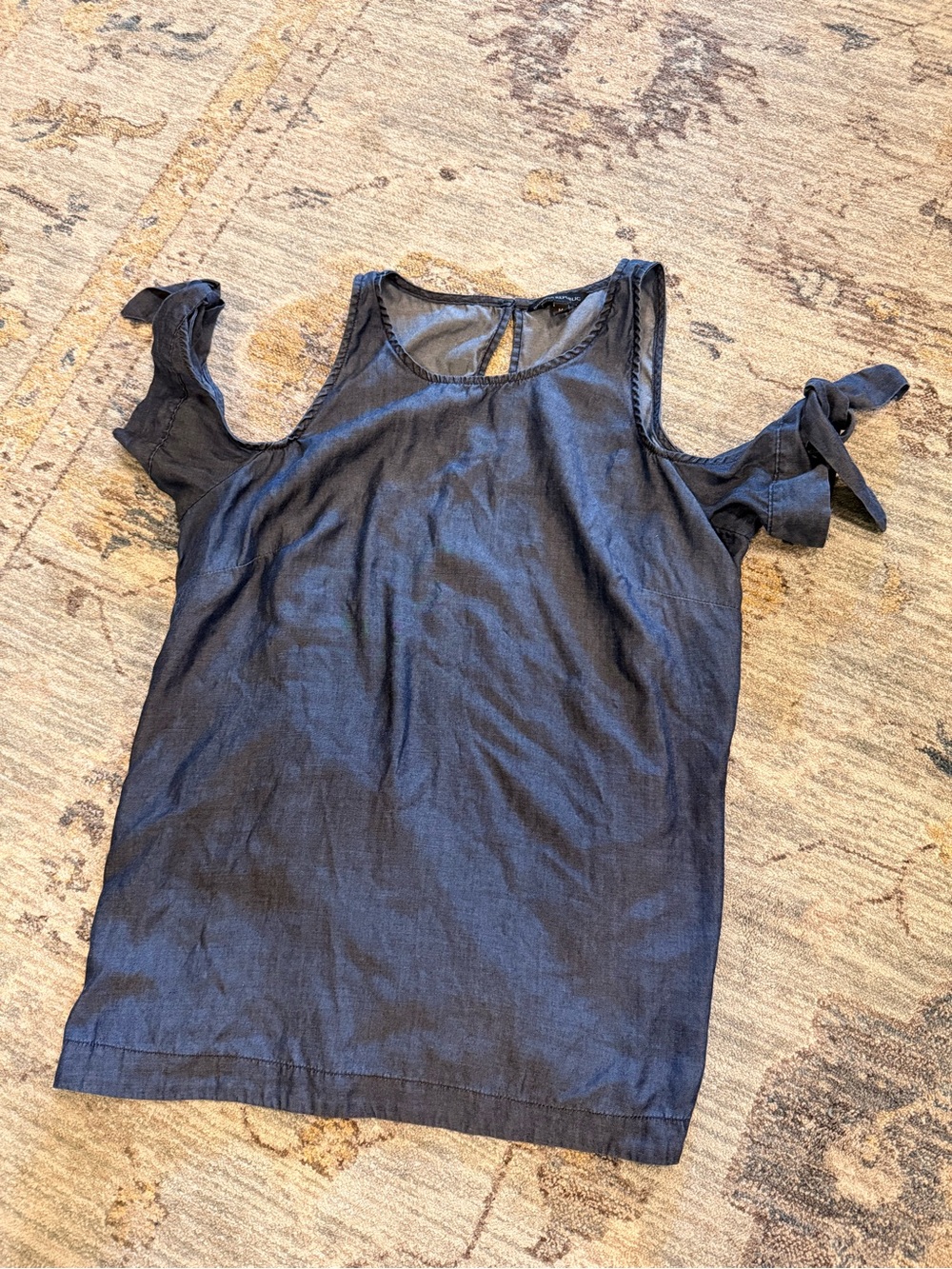 Women's Cold-Shoulder Tie-Sleeve Top in Blue